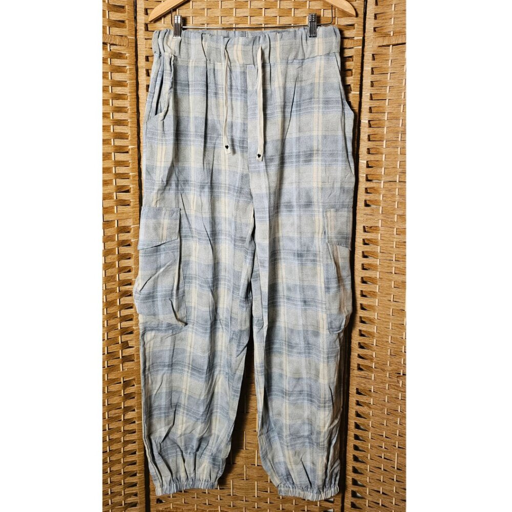 POL Plaid Cargo Joggers Lounge Pants Relaxed Fit L New